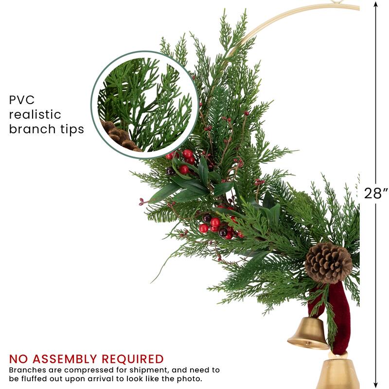Cypress Pine Berries Artificial Christmas Wreath 28" Unlit