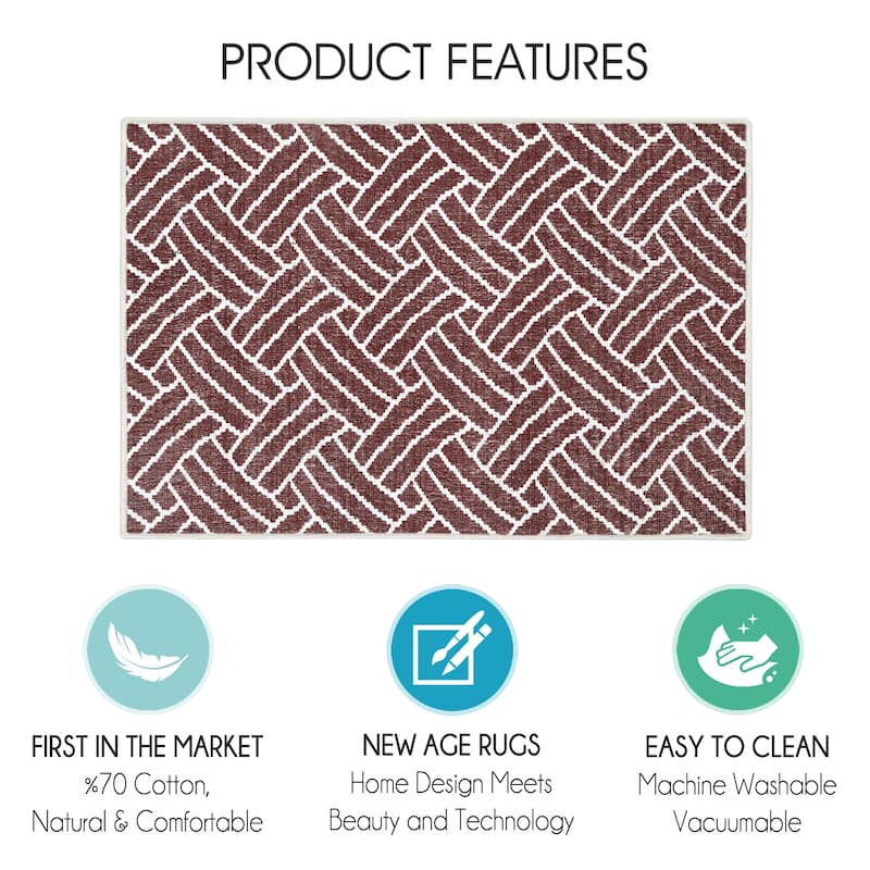 Sussexhome Heavy Duty Ultra Thin Non Slip Washable Cotton Indoor Rug - 2' x 3'