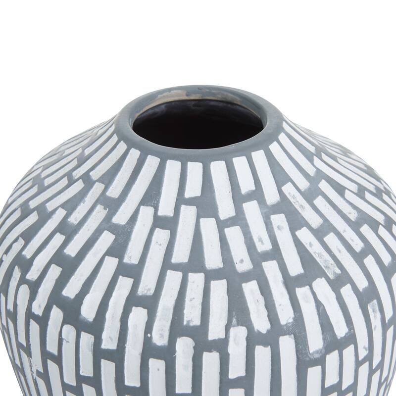 Gray Ceramic Mosaic Inspired Vase (Set of 2)
