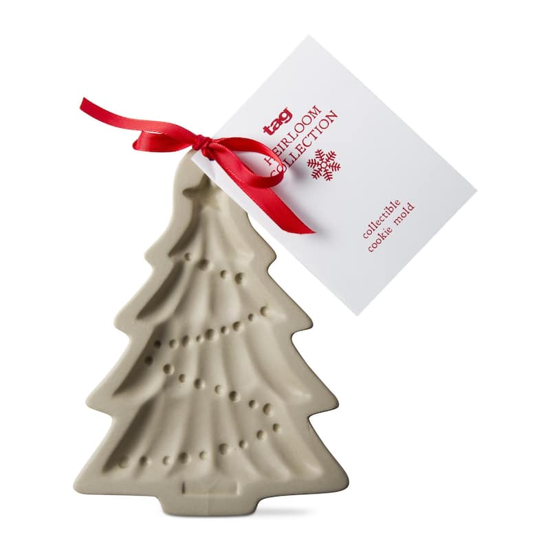 Tree Heirloom Stoneware Cookie Mold Stamp Decoration, Dishwasher Safe