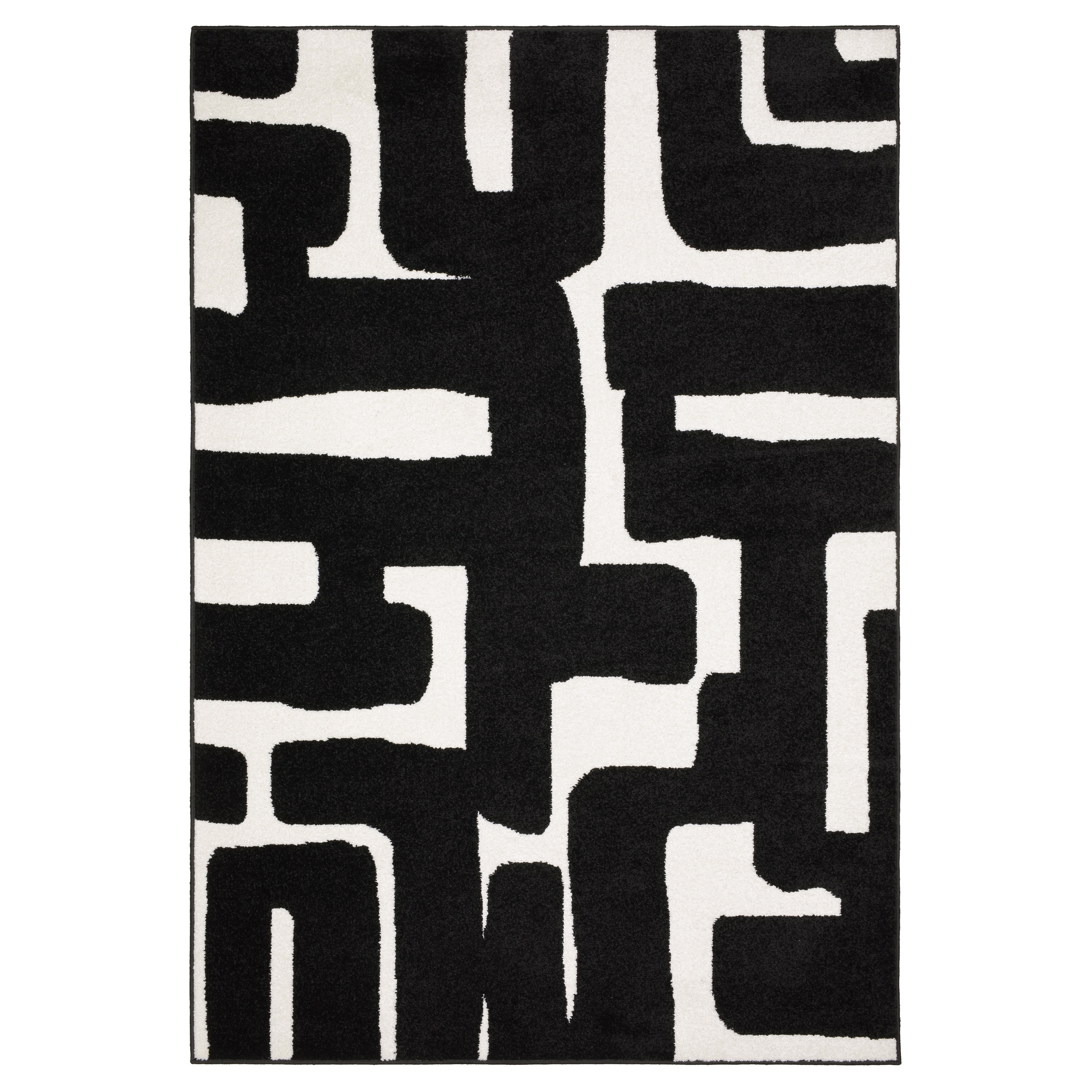 Quartz Abstract Maze Black/ Ivory Area Rug