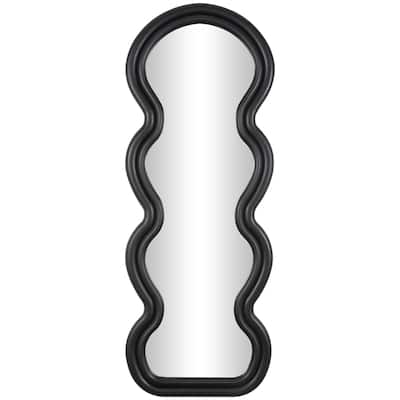 Wooden Abstract Wavy Wall Mirror with Layered Frame - Black or White - Roche River Decor