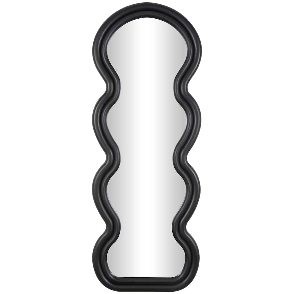 Wooden Abstract Wavy Wall Mirror with Layered Frame - Black or White - Roche River Decor