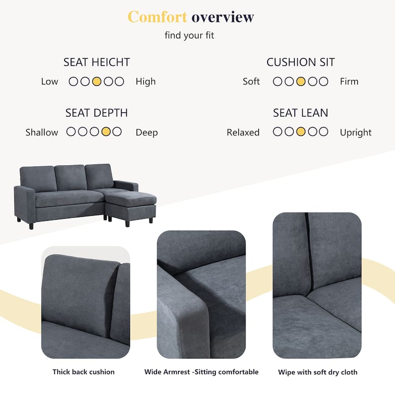 Futzca Modern Convertible Sectional Sofa L-Shaped Couch