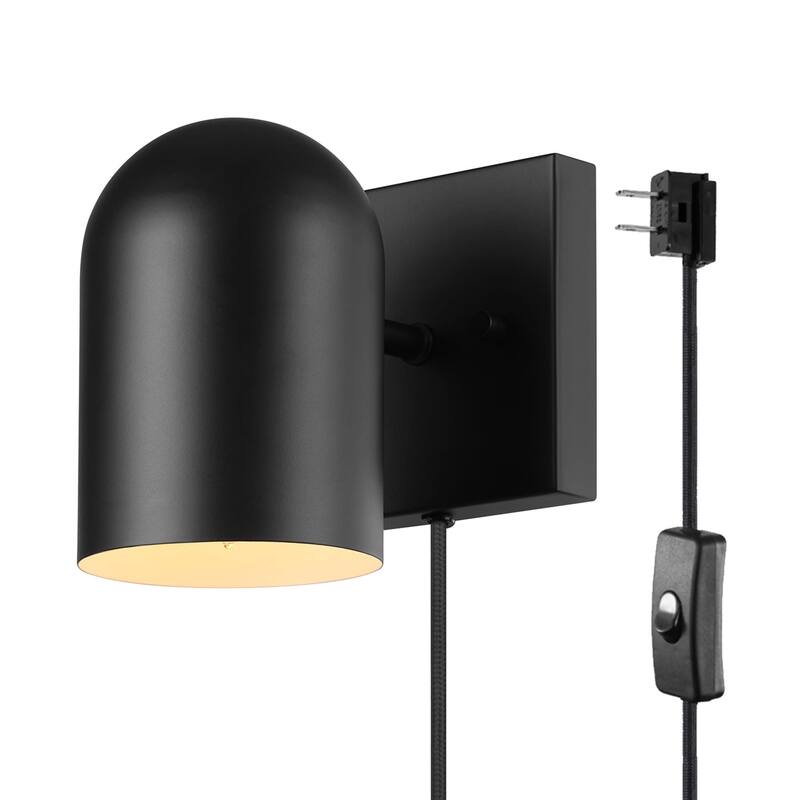Globe Electric 91009603 7" Tall Wall Sconce with Metal Shade - Matte Black