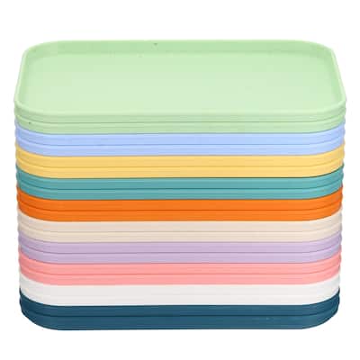 Fast Food Serving Tray, 20 Pack Bulk Plastic Reusable Kitchen Cafeteria Trays for Eating, Colorful - Multicolor