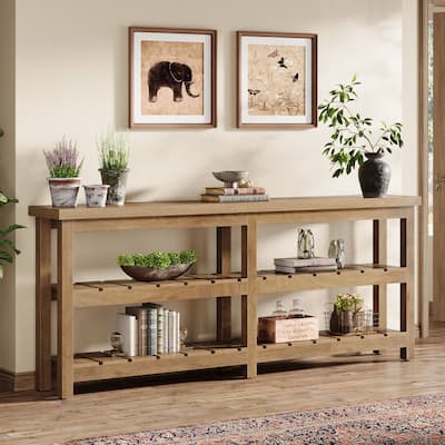 70.86-Inch Extra Long Console Table Farmhouse 3-Tier Entryway Table
