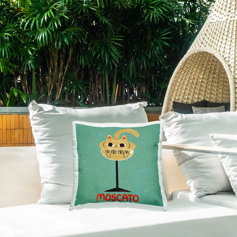 Stupell Moscato Feline Wine Printed Outdoor Throw Pillow Design by Carrie Cantwell