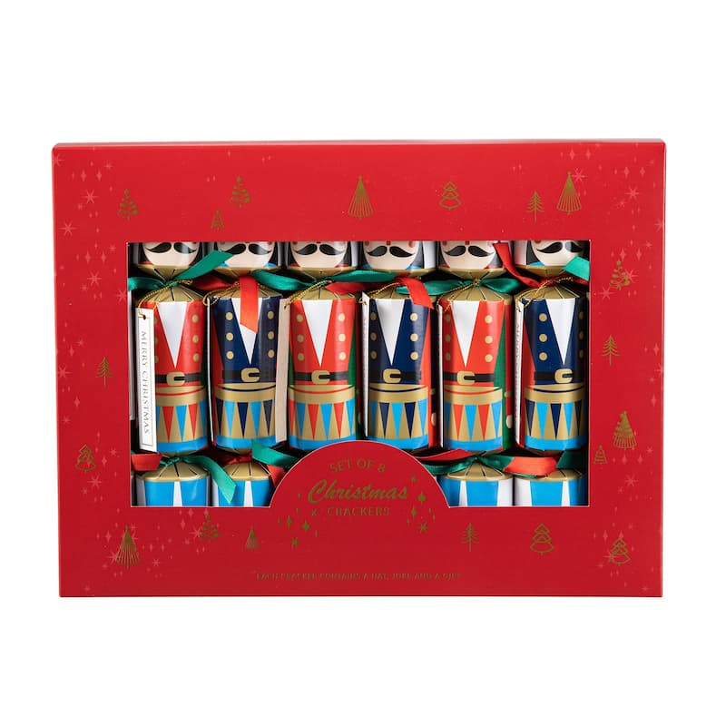 Glitzhome 8 Pack Christmas Nutcracker Party Crackers Favor Supplies with Gift Contents for Kids