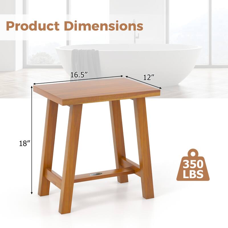 Gymax Teak Shower Bench Bathroom Shower Stool for Shaving Legs & Spa