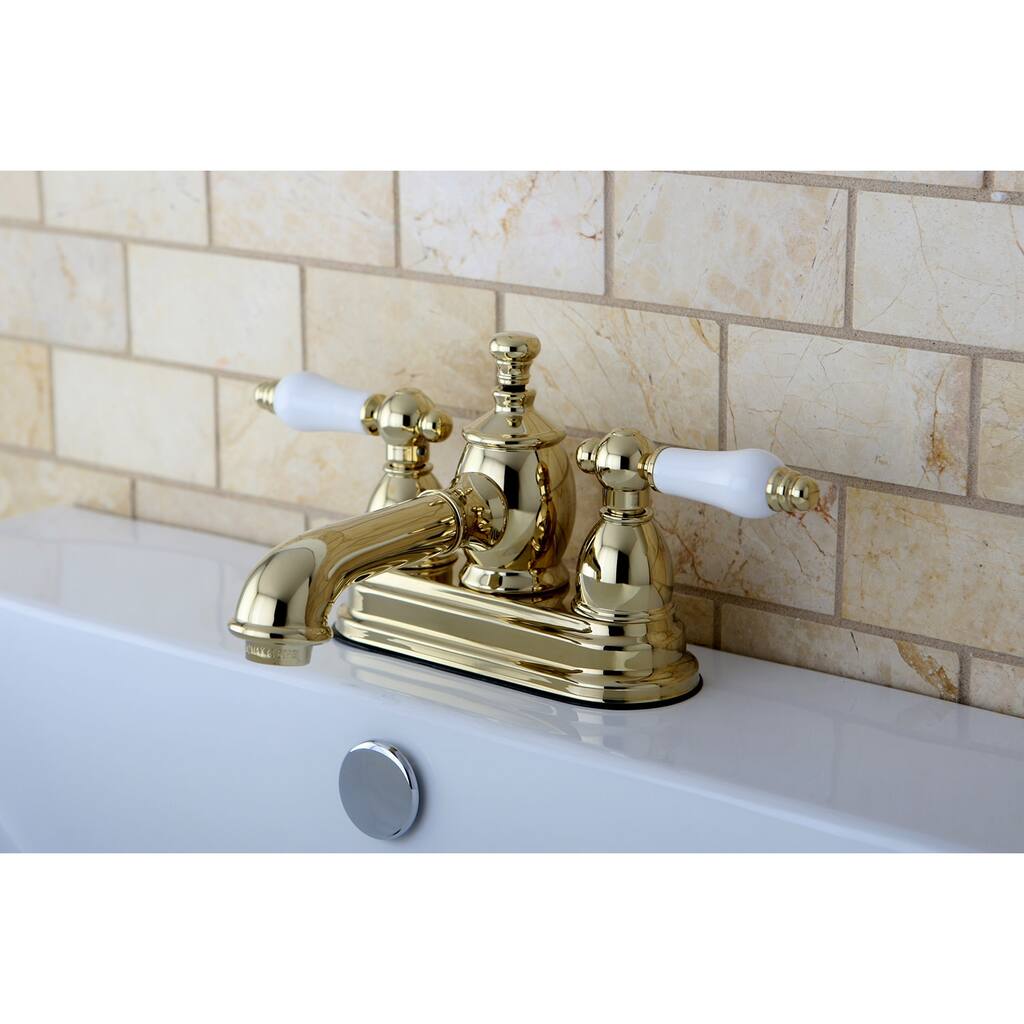 English Country Two-Handle 3-Hole Deck Mount 4 in. Centerset Bathroom Faucet in Polished Brass