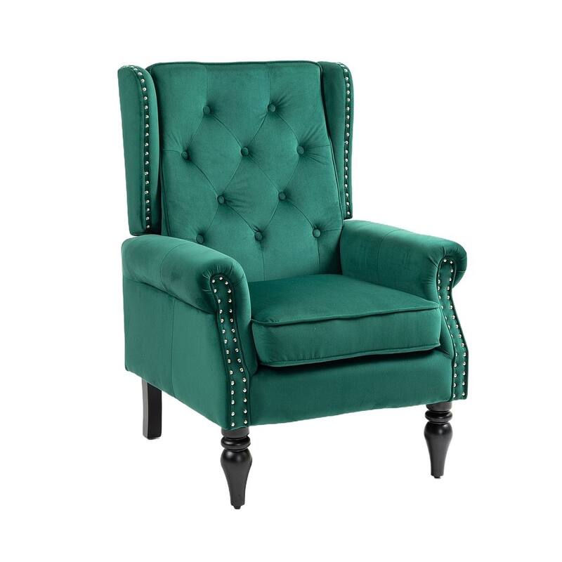 Transitional Wingback Accent Chair Armchair with Sturdy Wood Legs