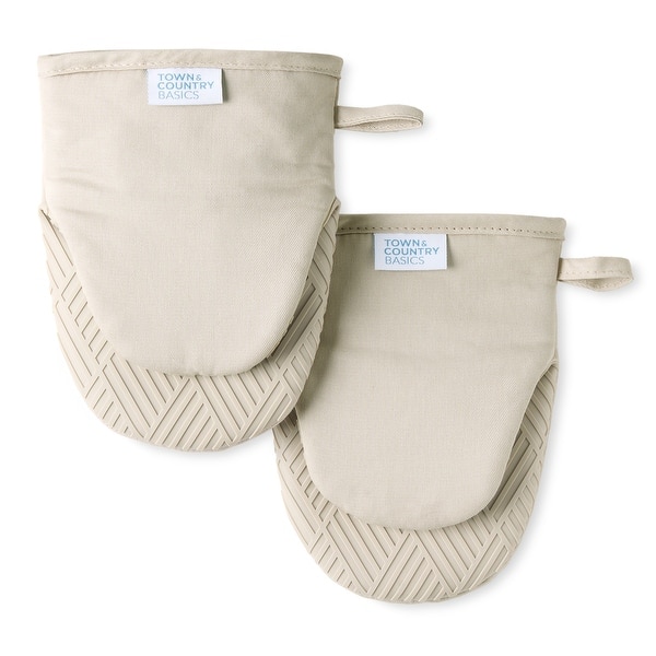 TOWN & COUNTRY BASICS Basketweave Soft Silicone Mini Oven Mitt 2-Pack Set, Heat Resistant Flexible Silicone, Non-Slip Grip