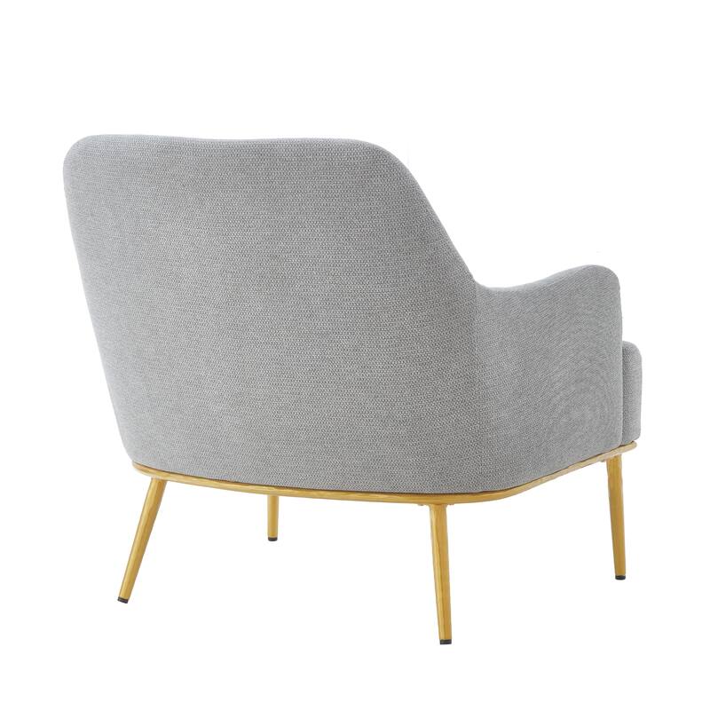 Modern Accent Chair Upholstered Armchair Single Sofa Chair with Curved Backrest and Gold Metal Legs for Living Room