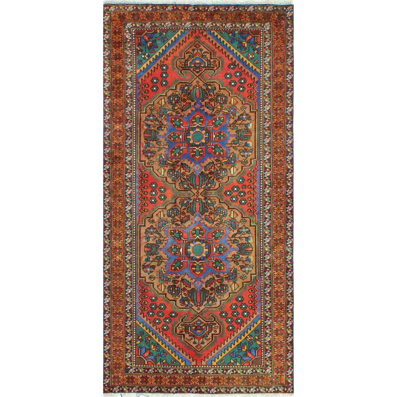 Fine Vintage Distressed Sharlene Beige/Red Runner - 4'8" x 9'6"