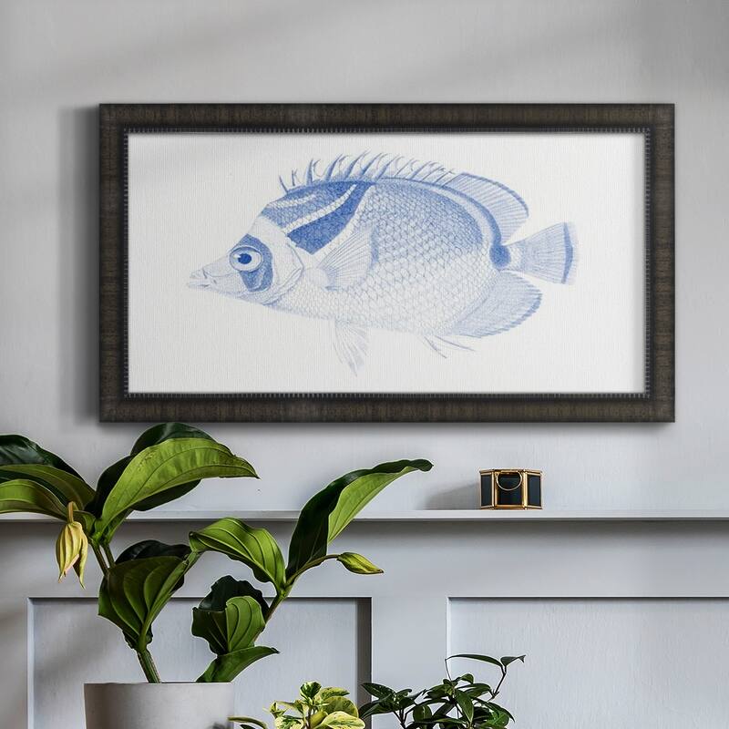 Blue & White Tropical Fish IV Premium Framed Canvas- Ready to Hang