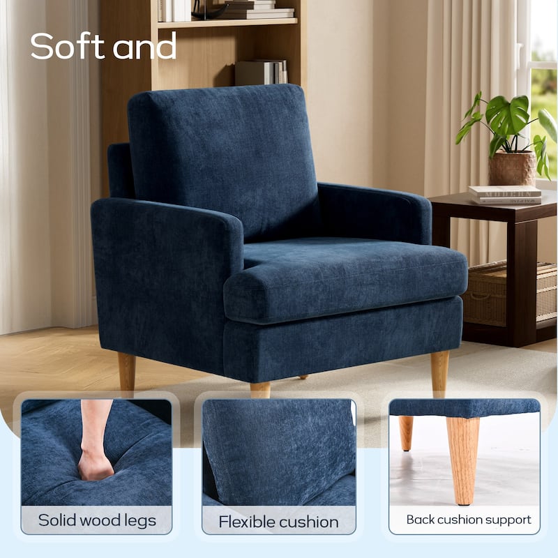 set of 1 Accent Chair for Bedroom Living Room with Wood Legs