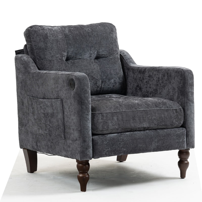 Retro Chenille Accent Sofa Chair with USB Charging Port