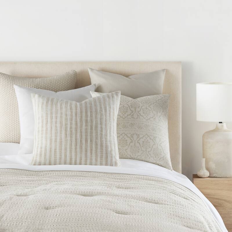 Washed and Distressed Cotton Decor Throw Pillow in Stone Washed