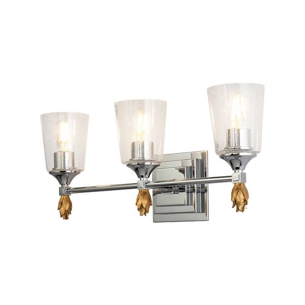 slide 2 of 2, Vetiver 3 Light Vanity in Silver with Gold Accents