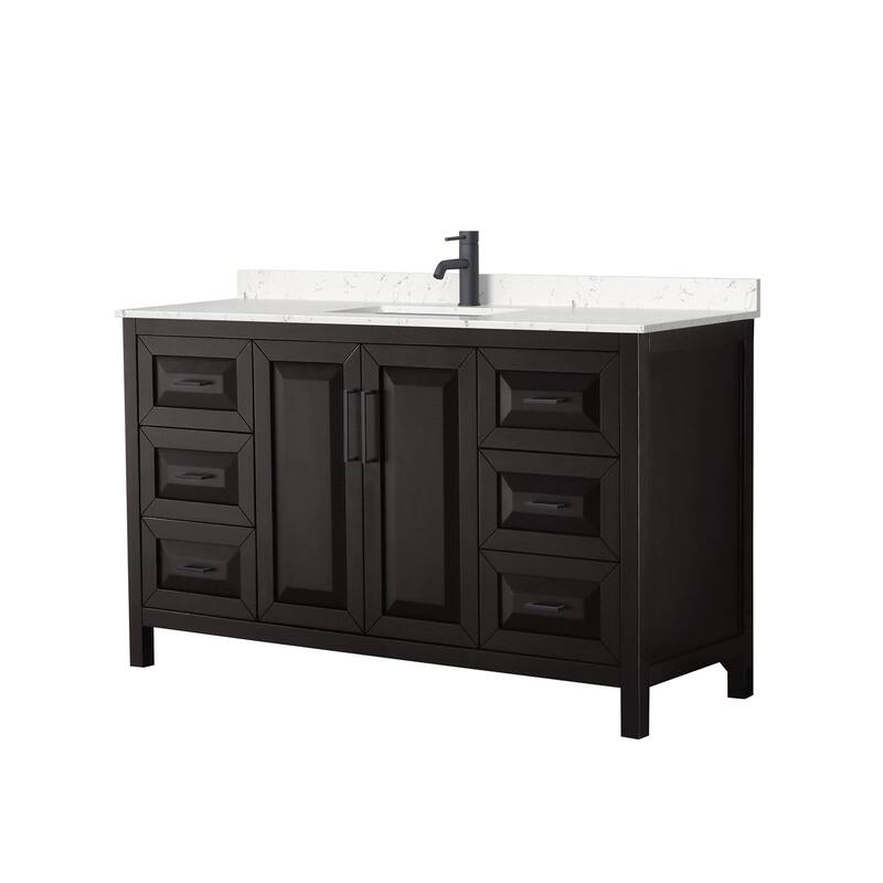 Wyndham Collection Daria 60" Free Standing Single Basin Vanity Set - Dark Espresso / Carrara Cultured Marble Top /