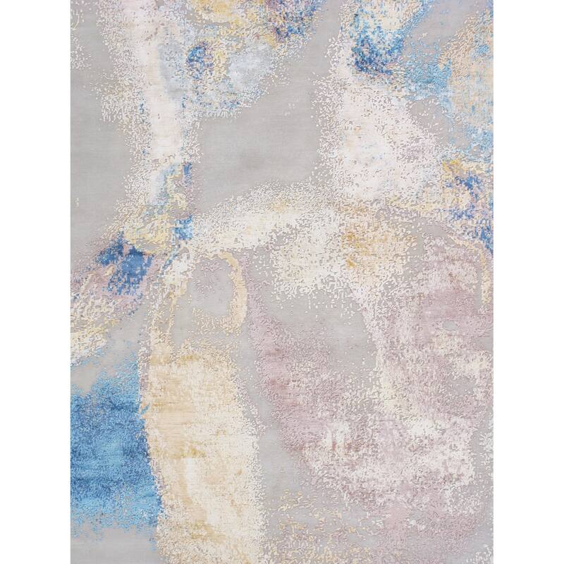 Pasargad Home Modern Hand-Knotted Abstract Ivory Area Rug
