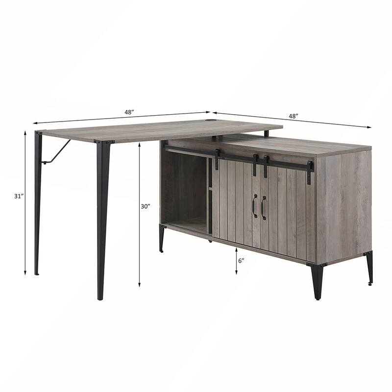 L-Shape Writing Desk with Side Cabinet