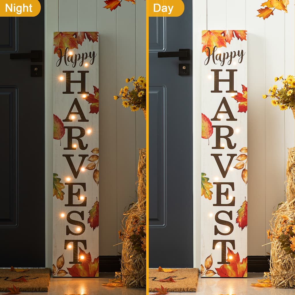 Glitzhome 42"H Fall Lighted Wooden Porch Sign