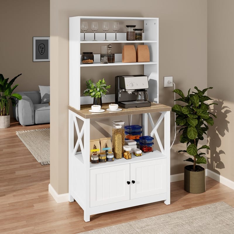 Moasis 5 Tier Kitchen Bakers Rack with Storage Shelves Microwave Oven Stand Kitchen Shelf Organizer