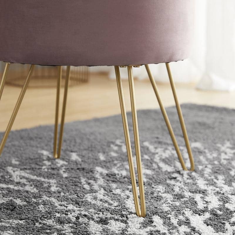 Round Velvet Storage Ottoman with Tray Top Table