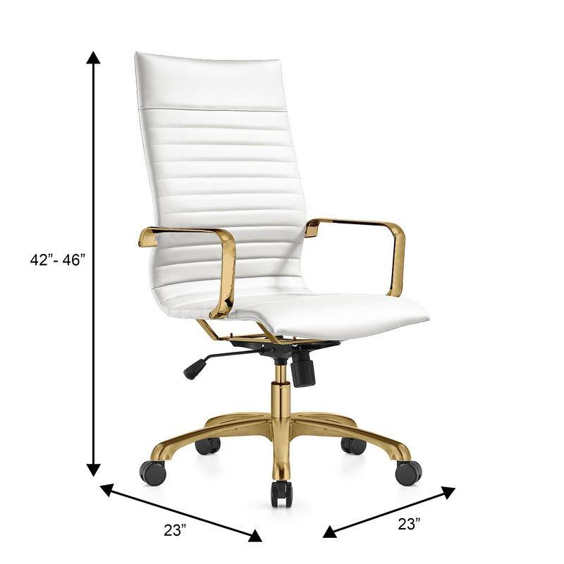 LeisureMod Harris Leatherette Office Chair With Gold Frame - Grey - 23"Dx23"Wx46"H