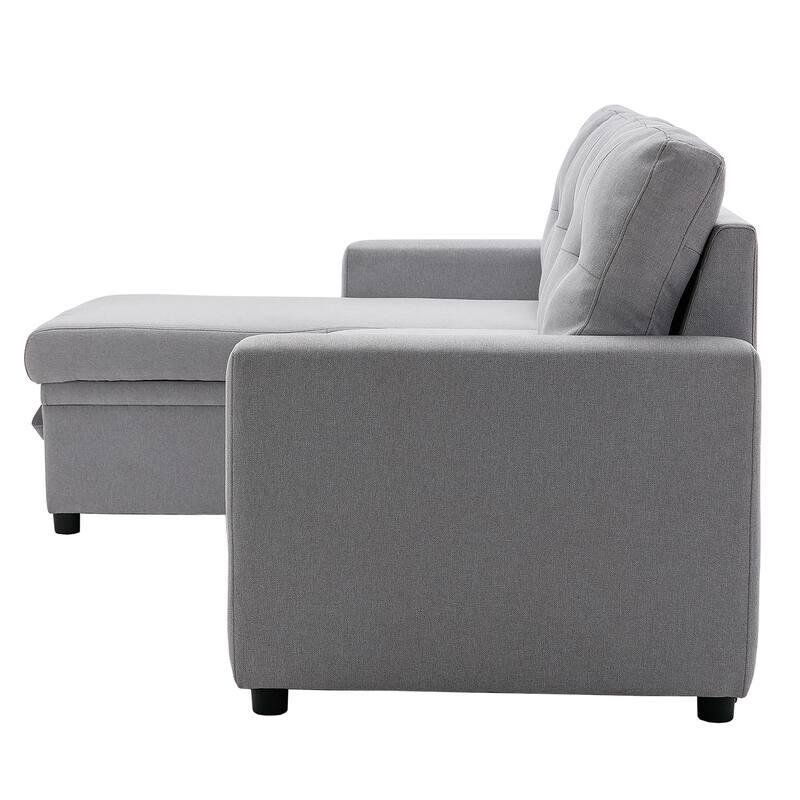 Linen L-Shaped 3-Seat Sofa Convertible Sectional Sofa