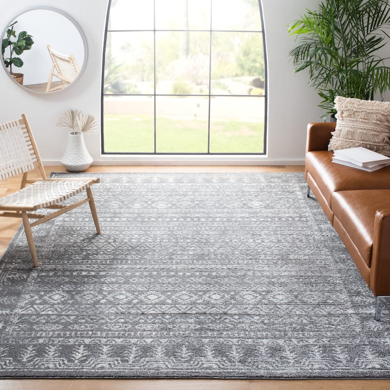 SAFAVIEH Tulum Luna Moroccan Boho Rug - 8' x 10' - Dark Grey/Ivory