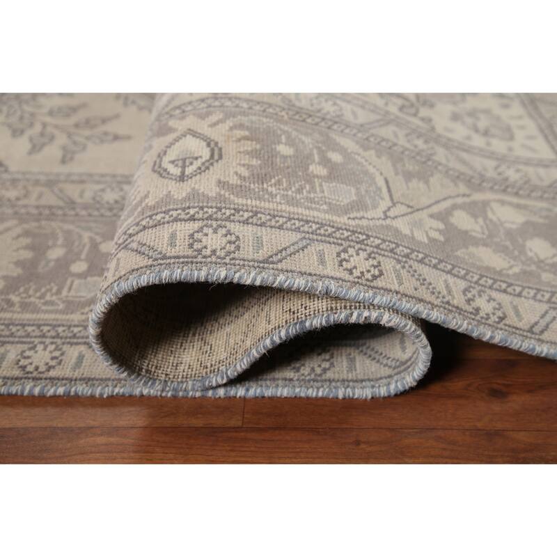 Hand Knotted Oriental 100% Wool Carpet Traditional Medallion Beige & Ivories Tabriz Area Rug - 9' 5'' X 6' 3''