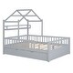 preview thumbnail 18 of 22, Pine Wood House-Shaped Bed with Twin Size Retractable Trundle, Kids Toddler Platform Bed with Apex Roof & Shelf, Full Size
