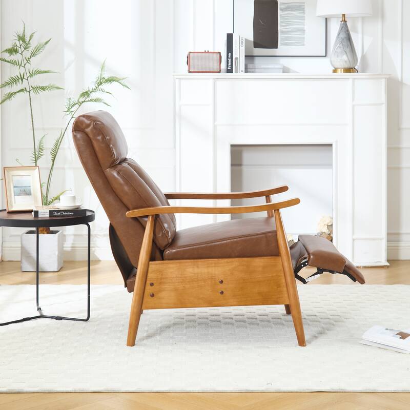 Modern 26.38" Upholstered Adjustable Chaise Lounge Chair with Wood Frame for Living Room