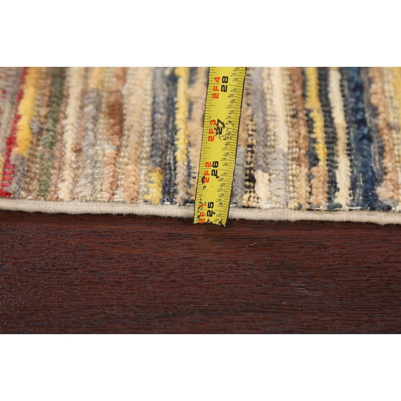 Striped Modern Gabbeh Kashkoli Area Rug Wool Hand-knotted Foyer Carpet - 3'1" x 5'2"