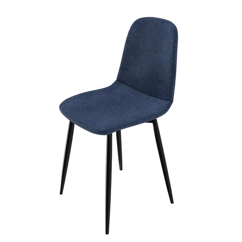 Set of 4 Modern Knit Fabric Dining Chairs with Iron Legs - Restaurant Seating, Comfortable Upholstered Armless Side Chair