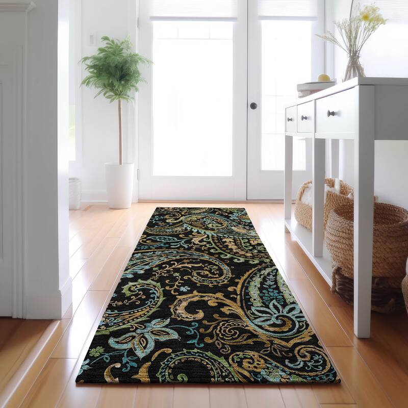Premium Washable Super Soft Traditional Paisley Mayfield Rug - Black - 2' 3" x 7' 6" - Runner