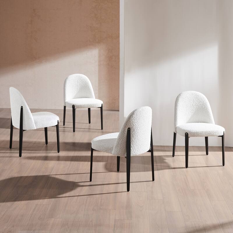 Morden Fort Upholstered Side Chair in White and Black (Set of 4)