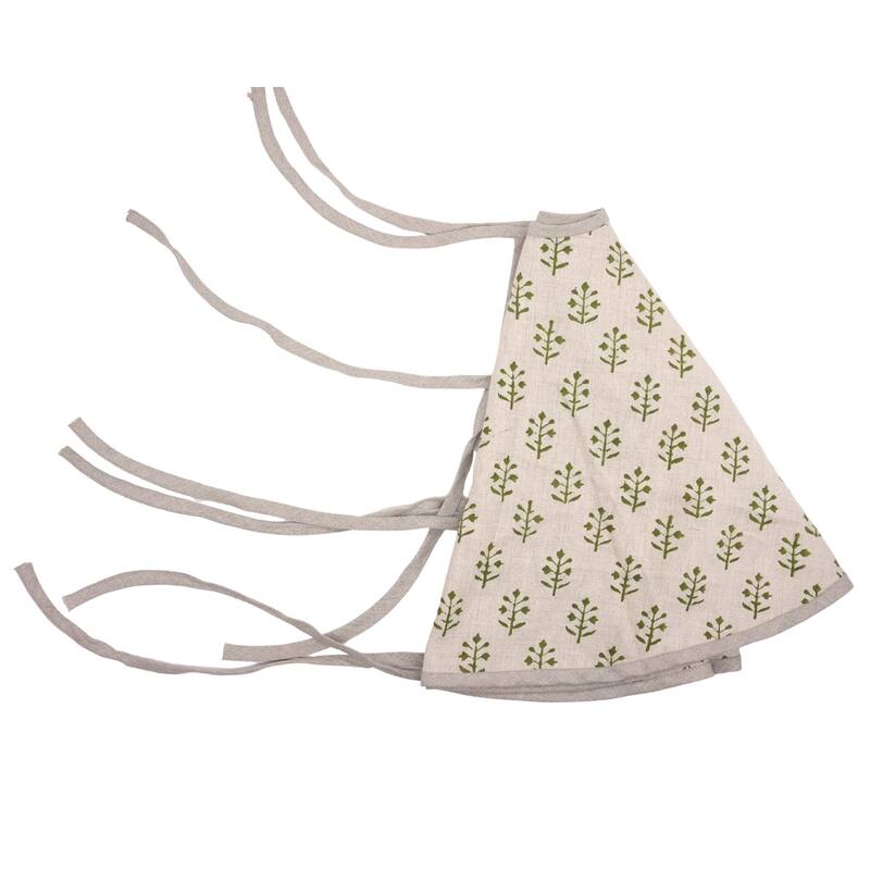 Fabdivine Hand Block Floral Soft Pure Linen Fabric Home Décor Christmas Tree Skrit