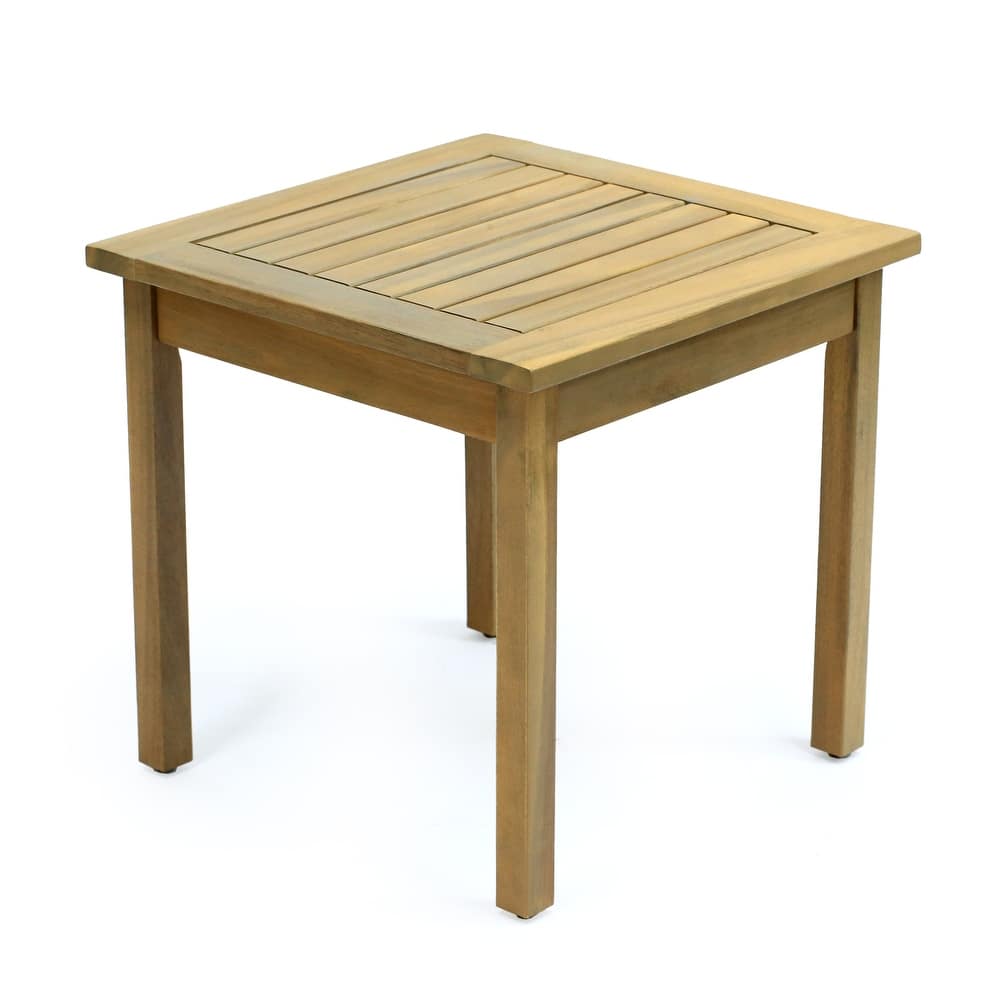 18.9" Square Slatted Solid Acacia Wood Indoor/Outdoor Adirondack Side Table, By JONATHAN Y