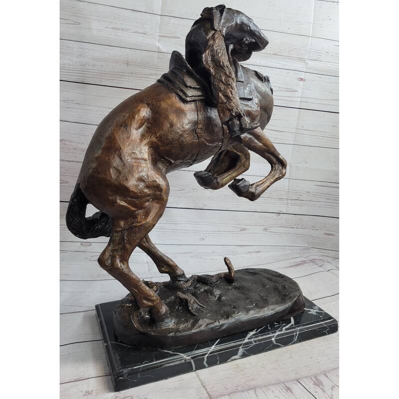 RattleImitative snake By Frederic Remington Western Bronze Statue Sculpture Figure Art 21 Inches X 17 Inches
