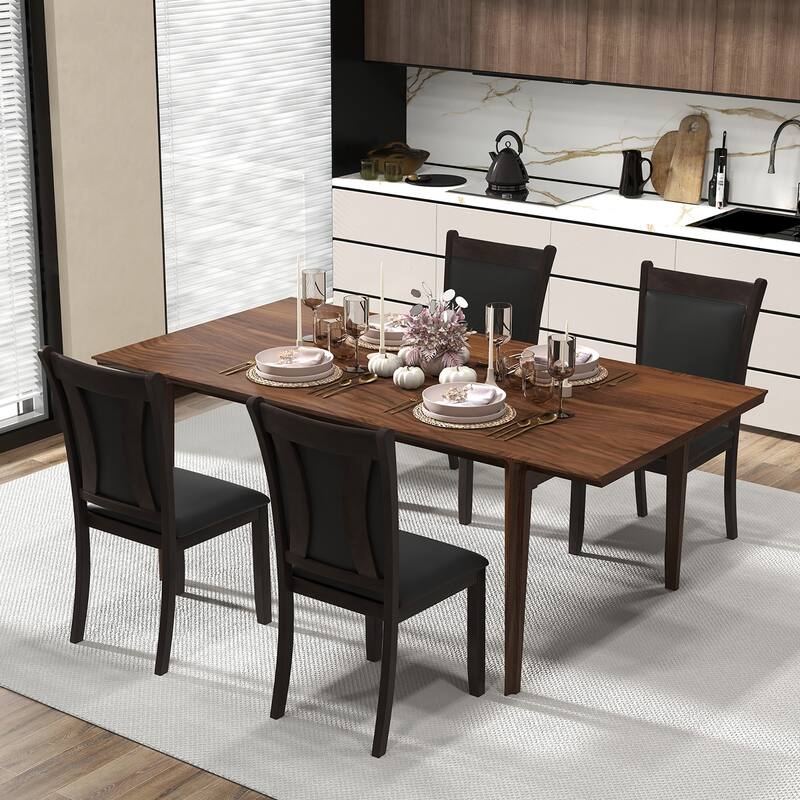 Gymax Faux Leather Upholstered Dining Chairs Set of 2 w/ Padded Seat