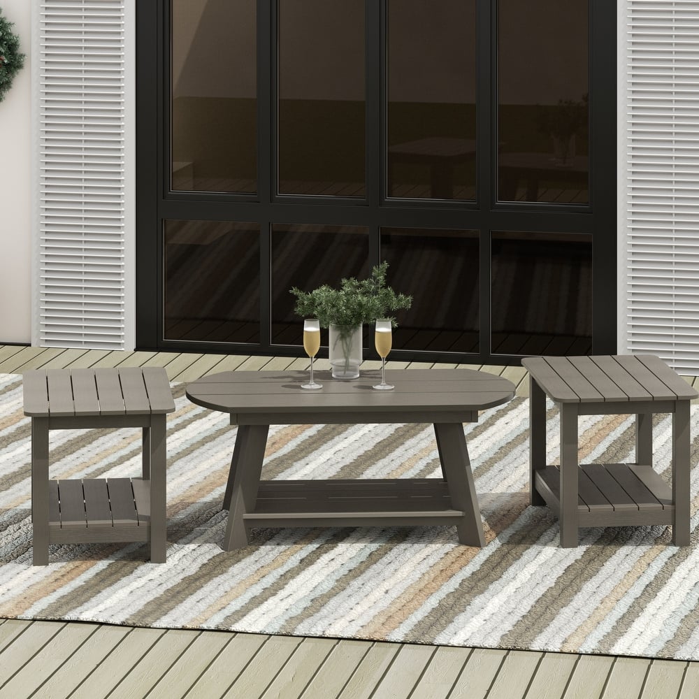 Vineyard HIPS Outdoor Eco-Friendly Coffee Table and Side Tables (3-Piece Set)