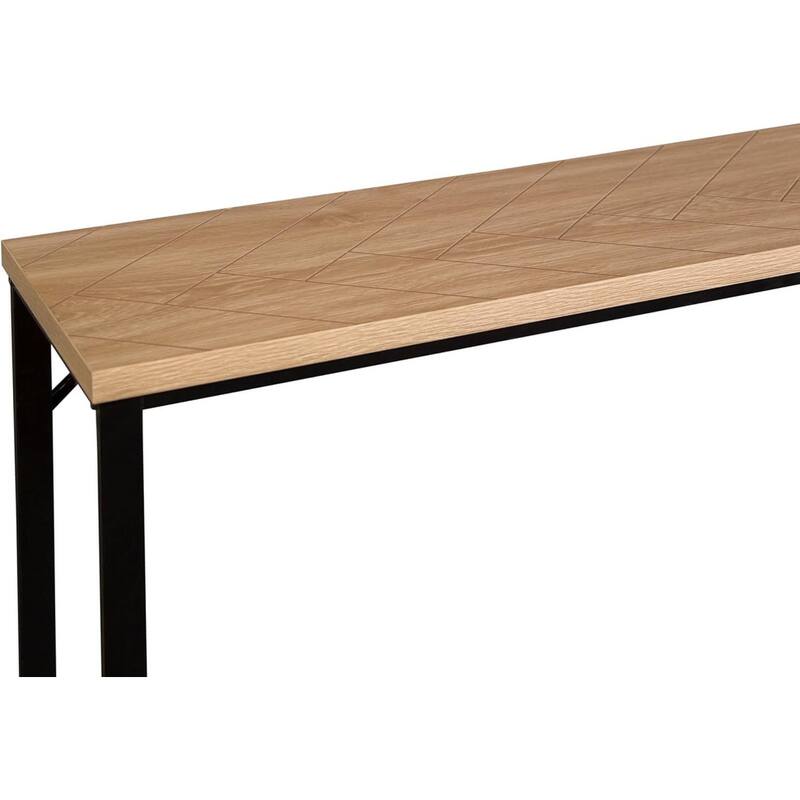 Bali Coastal Modern Console Table Natural Wood Top with Black Metal Legs