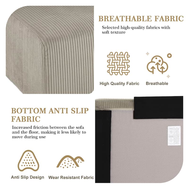 Corduroy Upholstered Modular Sectional Sofa with Ottoman