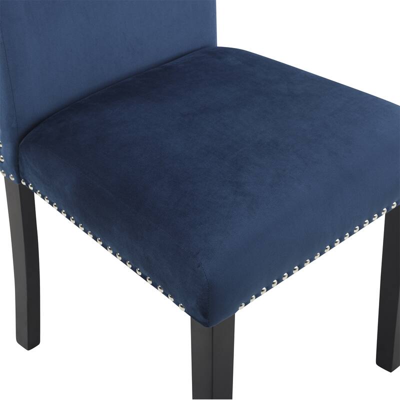 Contemporary Velvet Dining Chair with Nailhead Trim, Set of 2