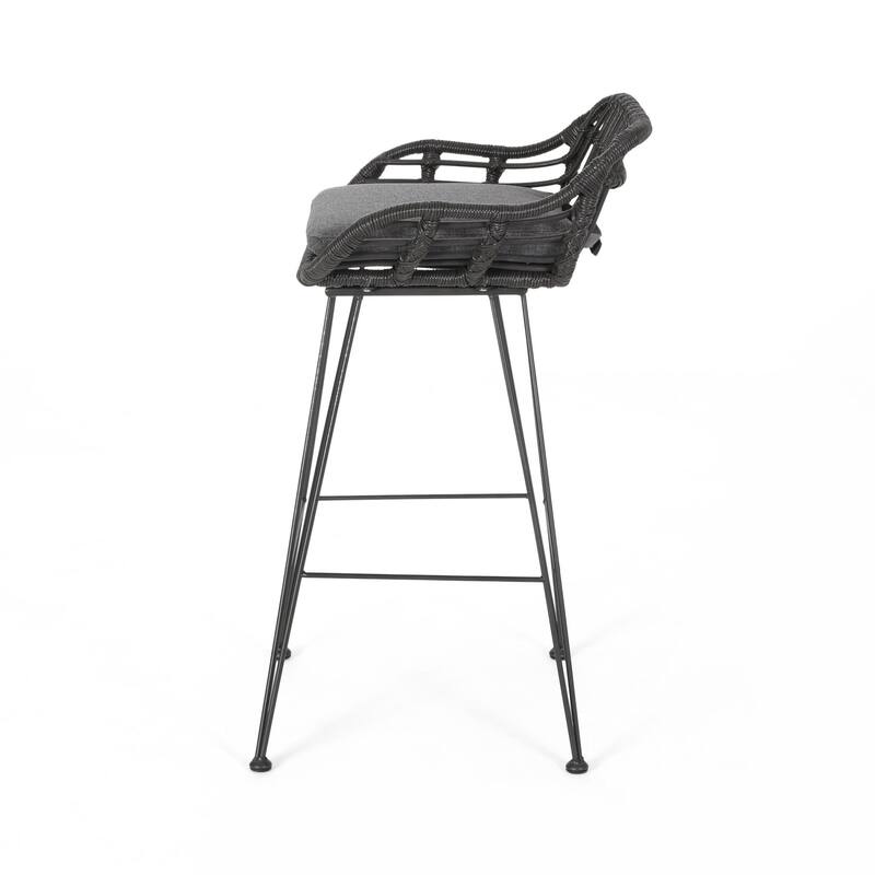 Oaks Aura 30-inch Modern Wood and Metal Patio Stool, Industrial Farmhouse Style Barstools, Set of 2