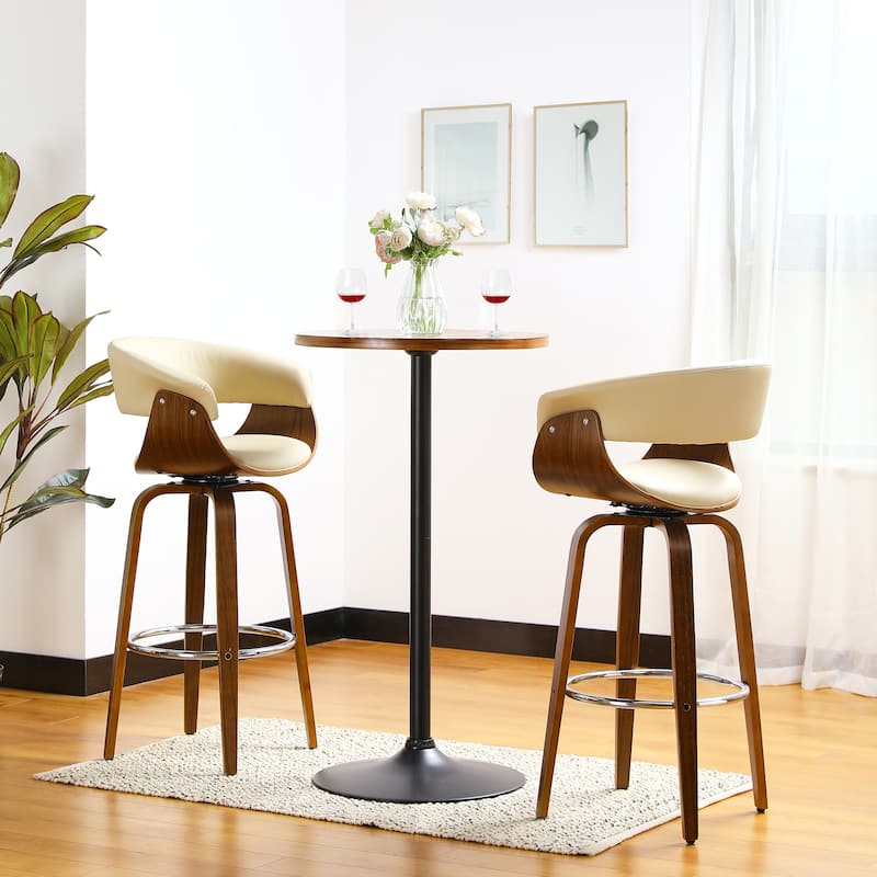 Glitzhome Set of 2 or 4 Modern Counter & Bar Height Wooden Swivel Bar Stools